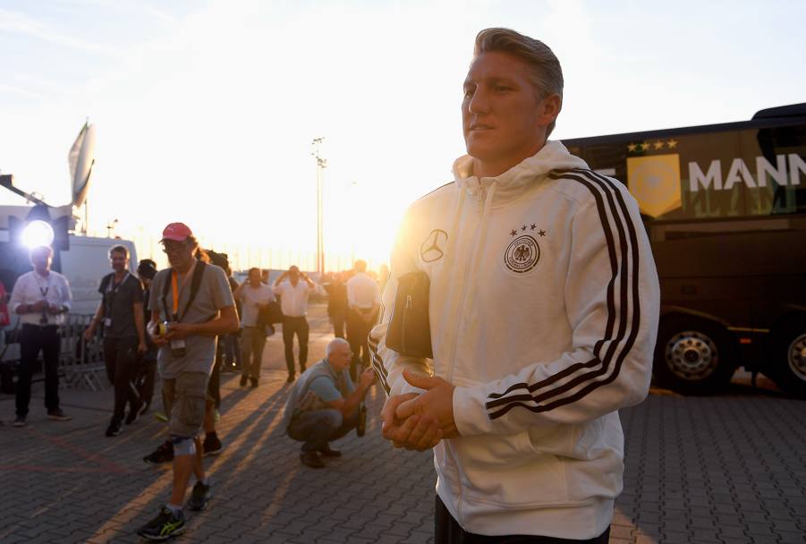 L&#39;arrivo al Borussia-Park di Schweinsteiger. Getty